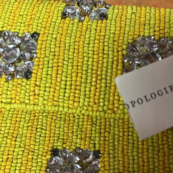 Anthropologie Geometric edition Fiona Bag New Yellow Beaded Women's Bag - Picture 7 of 8